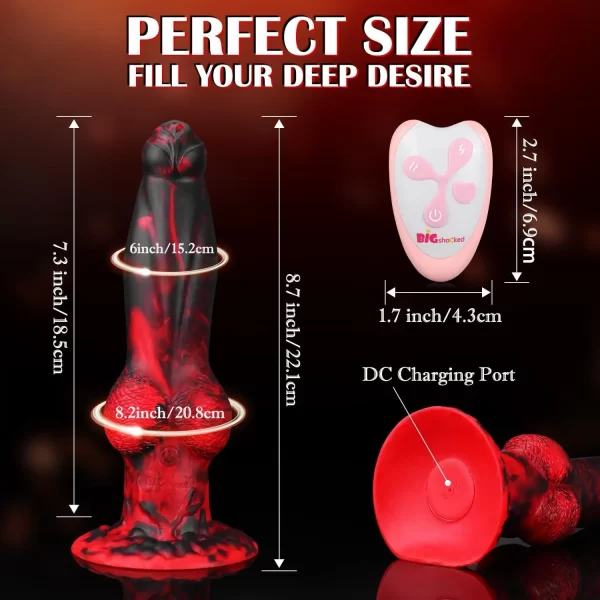Hell Wolf Thrusting and Vibrating Silicone Dildo 8.26 Inches
