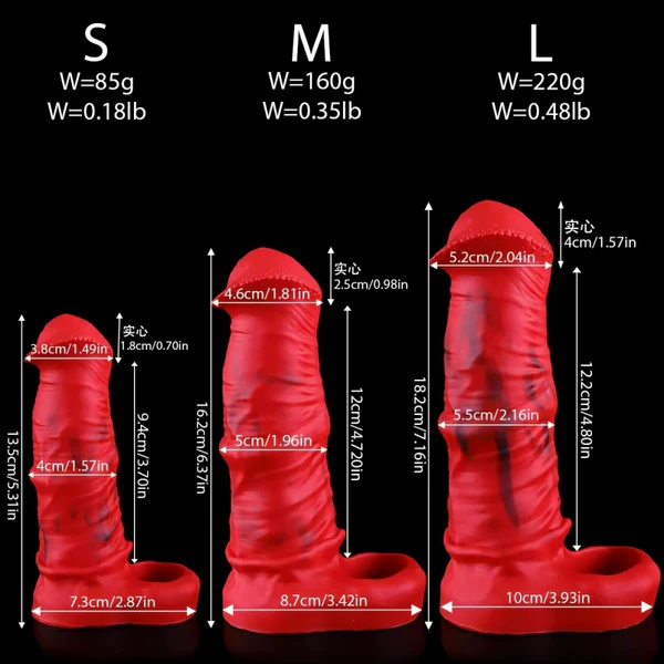 Horsecock Sheath for Penis Blood-red 3 Sizes