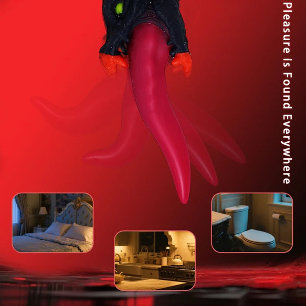 Monster Tongue Dildo Blood-Red 8.7 Inches
