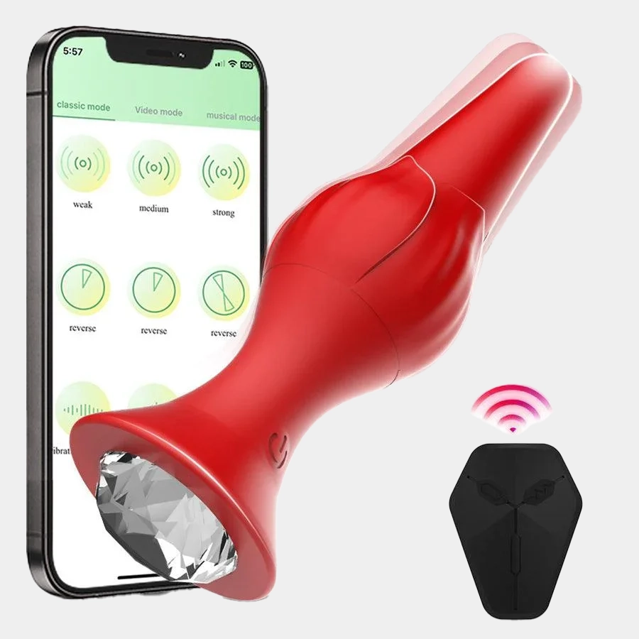 Plug Anal Diamond Vibrating & Remote 5.7 Inches