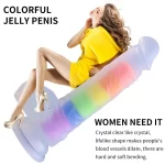 Rainbow Colored Dildo Dual Density With Liquid Silicone