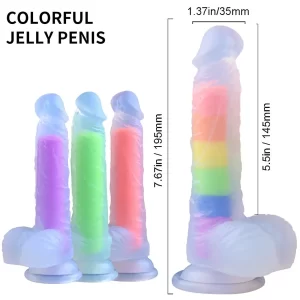 Rainbow Colored Dildo Dual Density With Liquid Silicone (2)