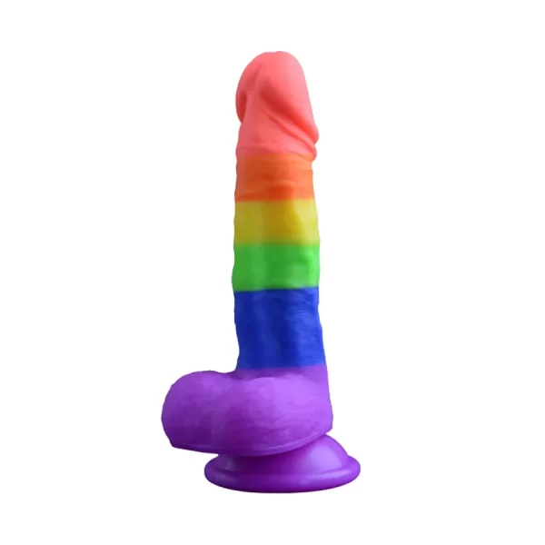 Rainbow Colored Dildo Dual Density With Liquid Silicone