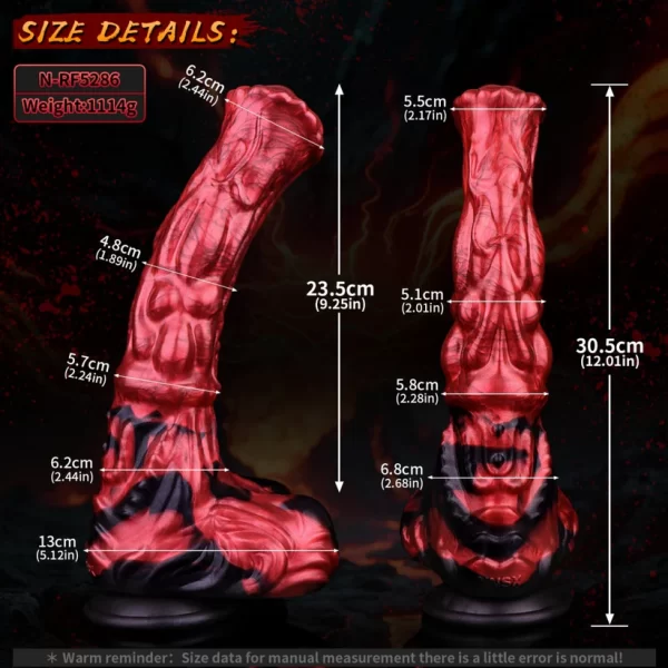 12 Inch Horse Dildo Muscle Flame Red
