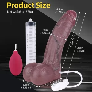8 Realistic Ejaculating Ultra-Soft Dildo With Suction Cup