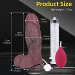 Black Uncut Dildo Squirting 8 Inches