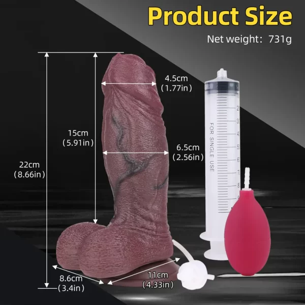 Black Uncut Dildo Squirting 8 Inches
