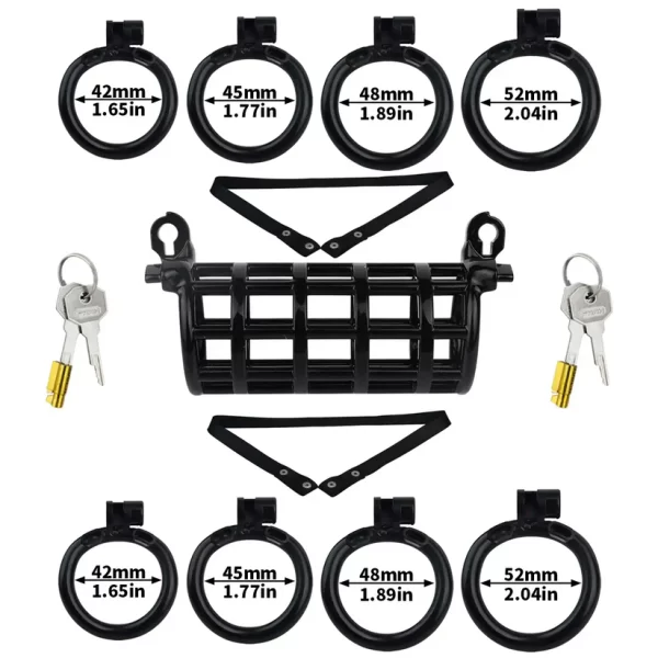 Double End Chastity Cage With Adjustable Rings