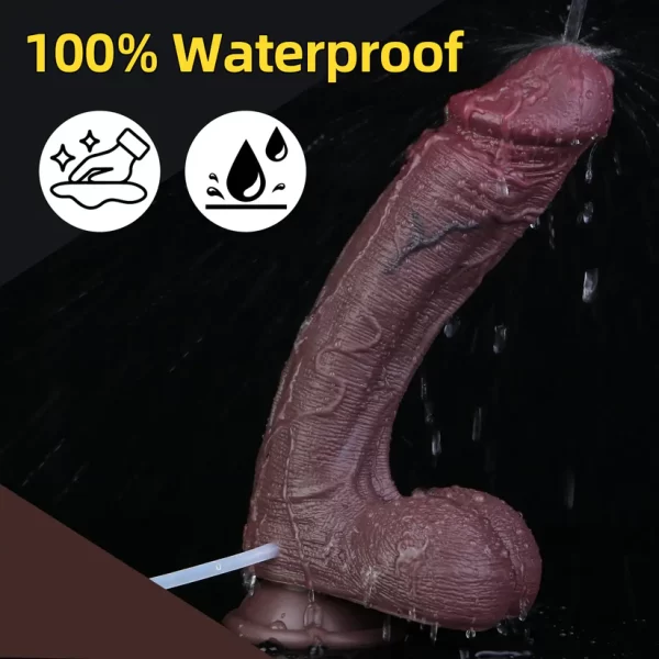 9 Inch Squirting Black Dildo With Dual Desnsity