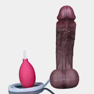 9 Inch Squirting Black Dildo With Dual Desnsity