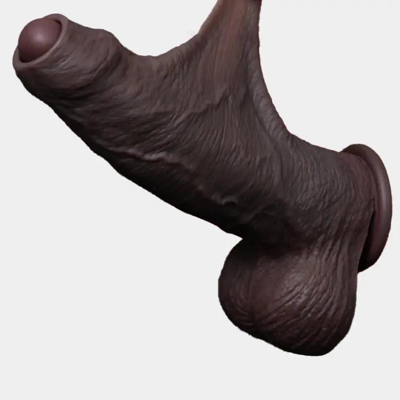 Dildo With Foreskin Huge Black Design 9.9 Inches