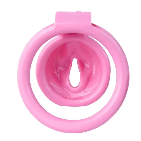 Sissy in Pink Resin Chastity Cage