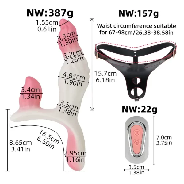 Pearl - Double Dildo Strap on With Vibration