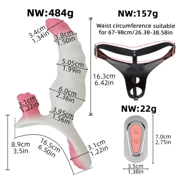 Pearl - Double Dildo Strap on With Vibration