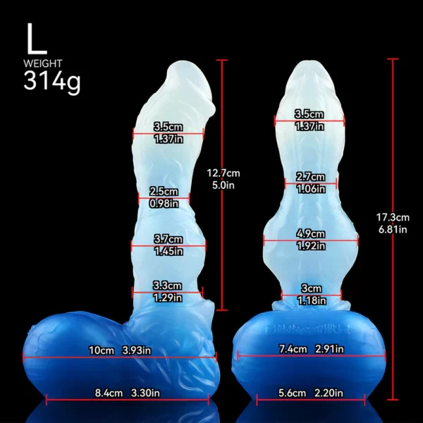 Snow - Direwolf Dildo Premium Silicone 8 Inches