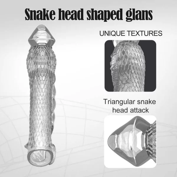 Cobra - Transparent Snake Textured Penis Sleeve