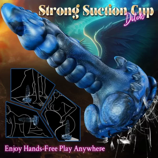 Lazuli - Blue Dragon Head Thrusting Dildo 9.5 Inches