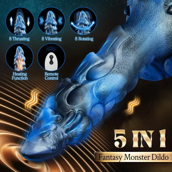 Lazuli - Blue Dragon Head Thrusting Dildo 9.5 Inches