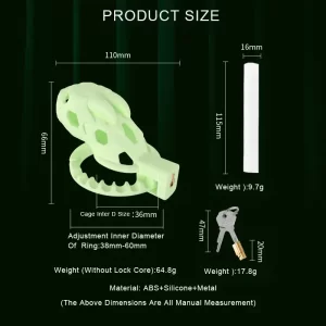 Mech Dragon - Fluorescent Green Male Cock Cage