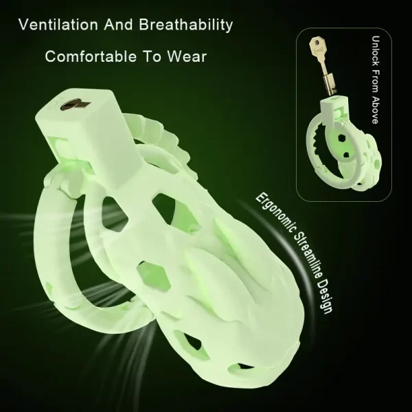 Mech Dragon - Fluorescent Green Male Cock Cage