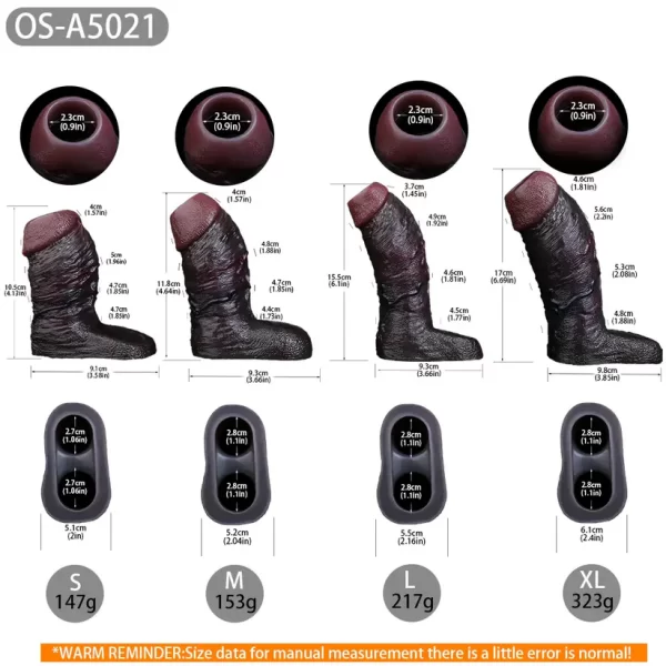 Spineless Penissleeve - Girthy Black 4 Sizes