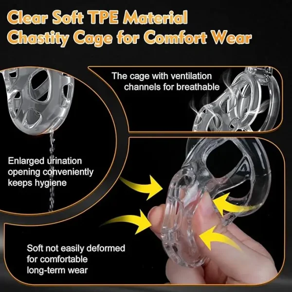 Rubber Transparent Chastity Cage - Flexible Design