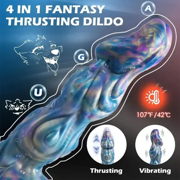 Blizzard - Thrusting Ice Wolf Dildo 9 Inches
