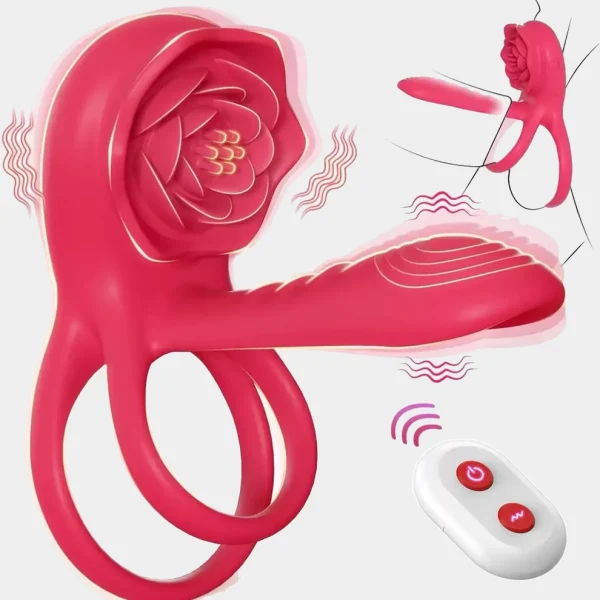 Rose Penis Ring - With Penis and Clit Vibration