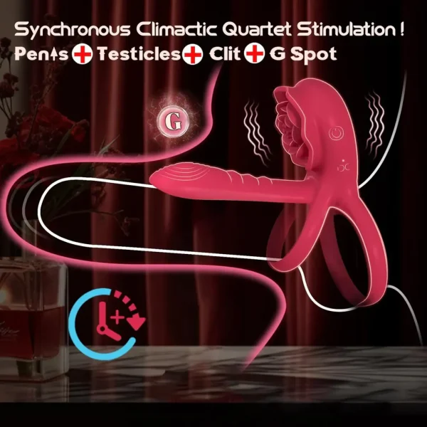 Rose Penis Ring - With Penis and Clit Vibration