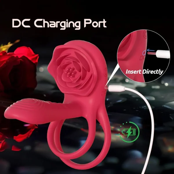 Rose Penis Ring - With Penis and Clit Vibration