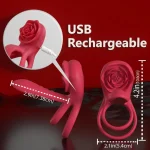 Rose Penis Ring - With Penis and Clit Vibration