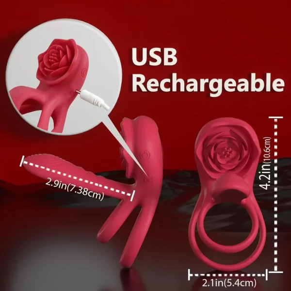 Rose Penis Ring - With Penis and Clit Vibration