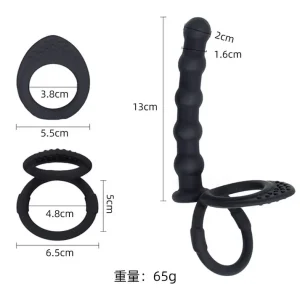 Anesidora Double Cock Ring With Anal Beads