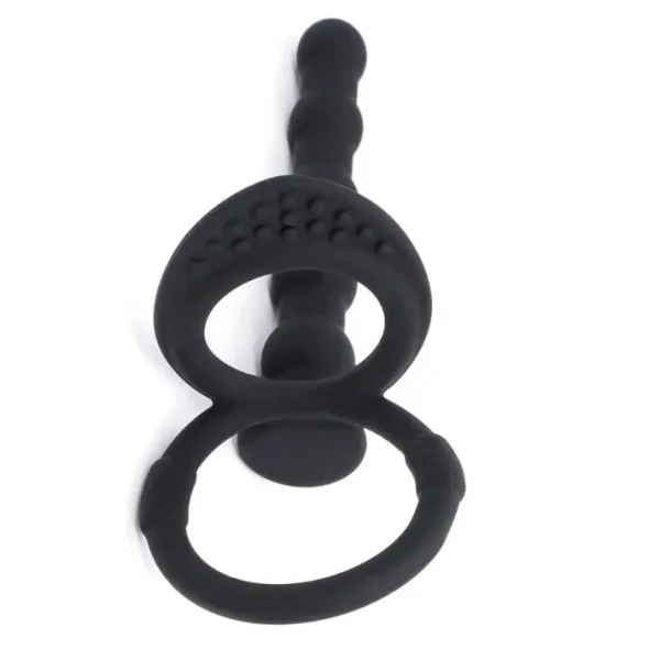 Anesidora Double Cock Ring With Anal Beads