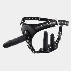 Triple Strap On Dildo - Premium Vegan Leather