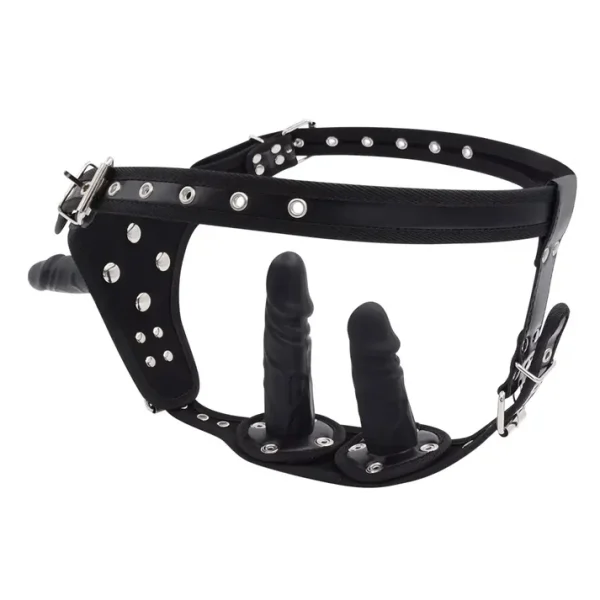 Triple Strap On Dildo - Premium Vegan Leather
