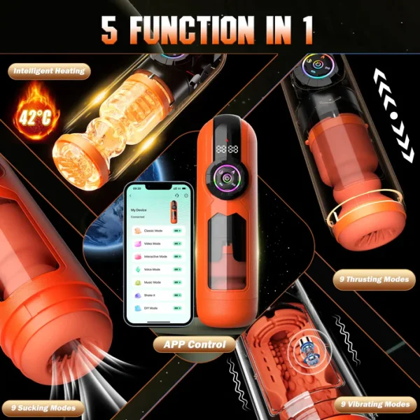 Vibrant Orange - Long Distance Bluetooth Male Masturbator