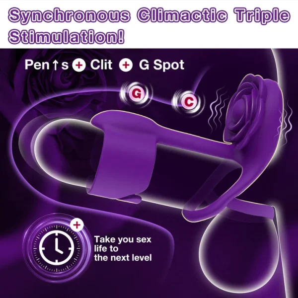 Lavende – Rose double penis ring (4)