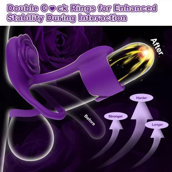 Lavende - Rose Double Penis Ring