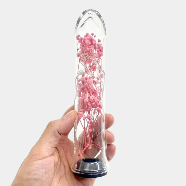 Crystal Clear Eternal Floral Glass Dildo