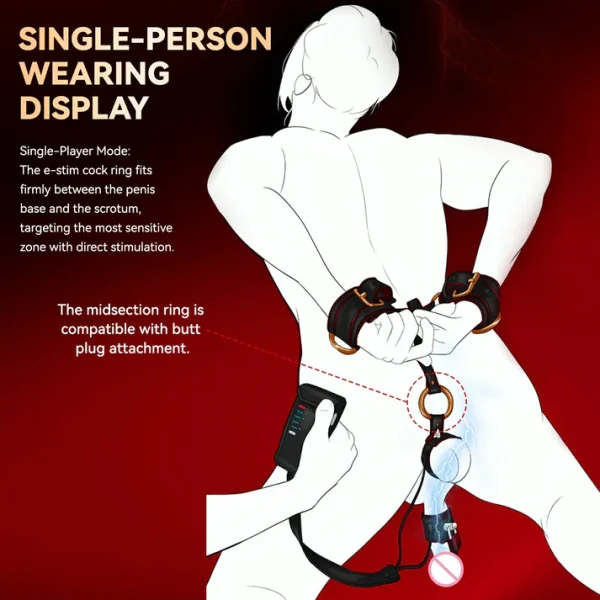 Bondage Shock Restraint Handcuffs with Cock Ring