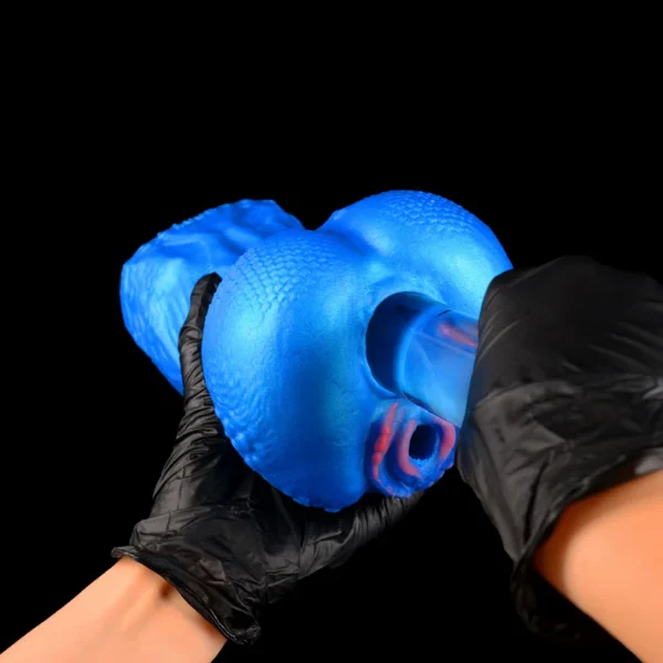 Discover the Sindragosa - Blue Dragon Masturbator, a heavy platinum-cured silicone stroker with intense dragon-scale textures and dual internal channels.