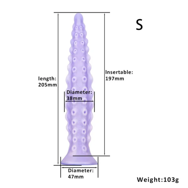 Curved Feet - Tentacle Textured Dildo 7.8 Inches