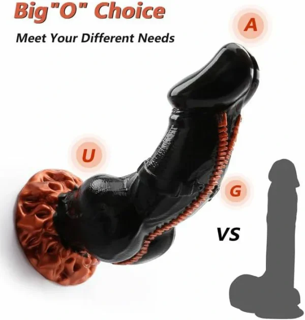 Zipper Dildo - Huge Black Design 8.8 Inches
