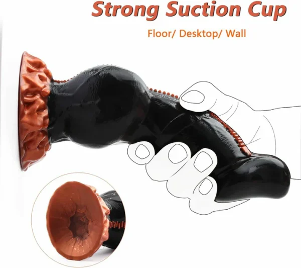 Zipper Dildo - Huge Black Design 8.8 Inches