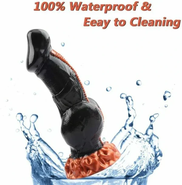 Zipper Dildo - Huge Black Design 8.8 Inches