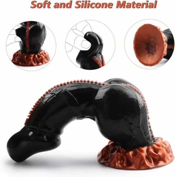 Zipper Dildo - Huge Black Design 8.8 Inches