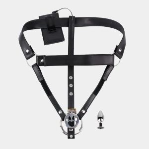 Anesidora Estim Flat Chastity Cages with Butt Plug