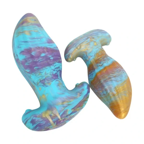 Aether – Blue & Gold Liquid Silicone Butt Plug (4)