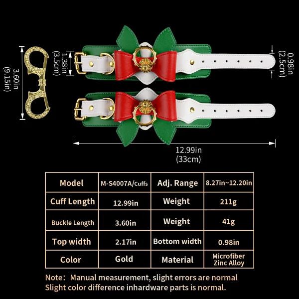 Anesidora Christmas Leather Hand and Leg Cuffs